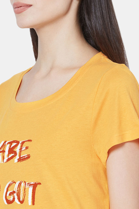 Soie Cotton Modal Knee Length Nightdress - Yellow — image 7