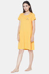 Soie Cotton Modal Knee Length Nightdress - Yellow — thumbnail 2