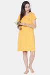 Soie Cotton Modal Knee Length Nightdress - Yellow — thumbnail 5