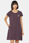 Soie Cotton Modal Knee Length Nightdress - Purple — thumbnail 1