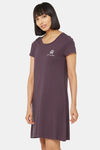 Soie Cotton Modal Knee Length Nightdress - Purple — thumbnail 3