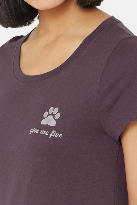 Soie Cotton Modal Knee Length Nightdress - Purple — image 7