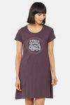 Soie Cotton Modal Knee Length Nightdress - Purple — thumbnail 1