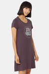 Soie Cotton Modal Knee Length Nightdress - Purple — thumbnail 2