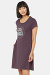 Soie Cotton Modal Knee Length Nightdress - Purple — thumbnail 3