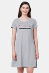 Soie Cotton Modal Knee Length Nightdress - Grey — thumbnail 1