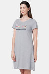 Soie Cotton Modal Knee Length Nightdress - Grey — thumbnail 2