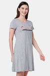 Soie Cotton Modal Knee Length Nightdress - Grey — thumbnail 3