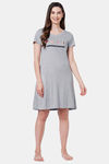 Soie Cotton Modal Knee Length Nightdress - Grey — thumbnail 6