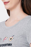 Soie Cotton Modal Knee Length Nightdress - Grey — thumbnail 8
