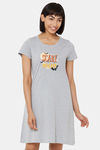 Soie Cotton Modal Knee Length Nightdress - Grey — thumbnail 2