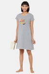 Soie Cotton Modal Knee Length Nightdress - Grey — thumbnail 5