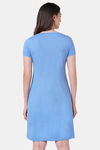 Soie Cotton Modal Knee Length Nightdress - Blue — thumbnail 4