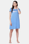 Soie Cotton Modal Knee Length Nightdress - Blue — thumbnail 5
