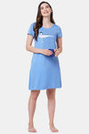 Soie Cotton Modal Knee Length Nightdress - Blue — thumbnail 6