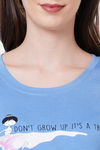 Soie Cotton Modal Knee Length Nightdress - Blue — thumbnail 7