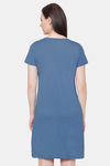 Soie Cotton Modal Knee Length Nightdress - Blue — thumbnail 4