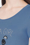 Soie Cotton Modal Knee Length Nightdress - Blue — thumbnail 7