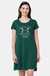 Soie Cotton Modal Knee Length Nightdress - Green — thumbnail 1