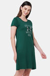 Soie Cotton Modal Knee Length Nightdress - Green — thumbnail 2