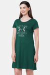 Soie Cotton Modal Knee Length Nightdress - Green — thumbnail 3
