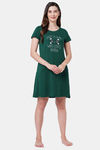 Soie Cotton Modal Knee Length Nightdress - Green — thumbnail 5
