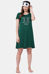 Soie Cotton Modal Knee Length Nightdress - Green — thumbnail 6