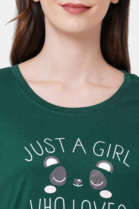 Soie Cotton Modal Knee Length Nightdress - Green — image 7
