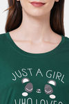 Soie Cotton Modal Knee Length Nightdress - Green — thumbnail 7