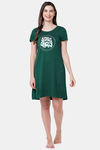 Soie Cotton Modal Knee Length Nightdress - Green — thumbnail 5