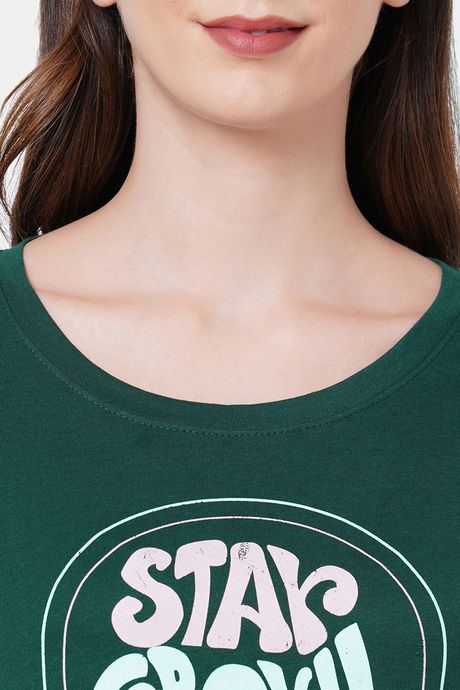 Soie Cotton Modal Knee Length Nightdress - Green — image 7