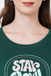 Soie Cotton Modal Knee Length Nightdress - Green — thumbnail 7