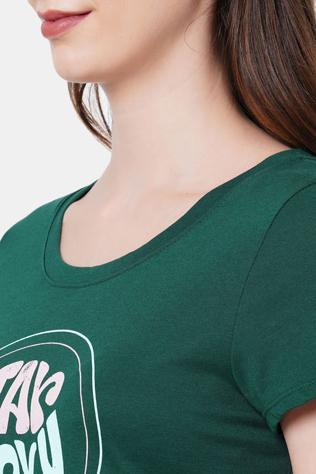 Soie Cotton Modal Knee Length Nightdress - Green — image 8