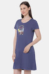 Soie Cotton Modal Knee Length Nightdress - Blue — thumbnail 2