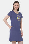 Soie Cotton Modal Knee Length Nightdress - Blue — thumbnail 3