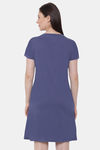 Soie Cotton Modal Knee Length Nightdress - Blue — thumbnail 4