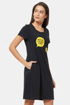 Soie Cotton Modal Knee Length Nightdress - Black — thumbnail 2