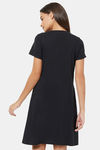 Soie Cotton Modal Knee Length Nightdress - Black — thumbnail 4