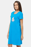 Soie Cotton Modal Knee Length Nightdress - Blue — thumbnail 3