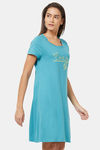 Soie Cotton Modal Knee Length Nightdress - Blue — thumbnail 2