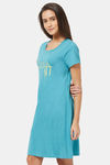 Soie Cotton Modal Knee Length Nightdress - Blue — thumbnail 3