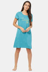 Soie Cotton Modal Knee Length Nightdress - Blue — thumbnail 5