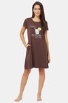 Soie Cotton Modal Knee Length Nightdress - Brown — thumbnail 5