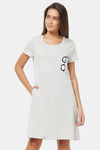 Soie Cotton Modal Knee Length Nightdress - Grey — thumbnail 1