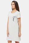 Soie Cotton Modal Knee Length Nightdress - Grey — thumbnail 3