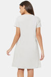 Soie Cotton Modal Knee Length Nightdress - Grey — thumbnail 4