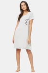 Soie Cotton Modal Knee Length Nightdress - Grey — thumbnail 5