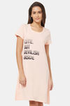 Soie Cotton Modal Knee Length Nightdress - Pink — thumbnail 1