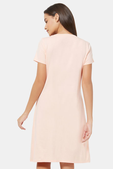 Soie Cotton Modal Knee Length Nightdress - Pink — image 4