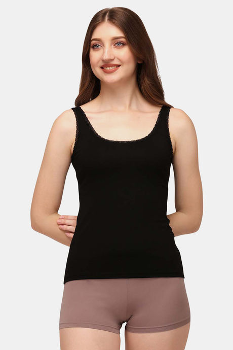 Soie Cotton Elastane Camisole (Pack of 2) - Black Peach — image 7